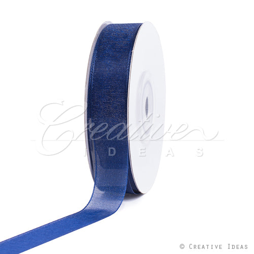 5/8" Plain Organza Sheer Ribbons - 25 Yards (Navy Blue)