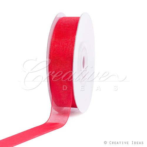 5/8" Plain Organza Sheer Ribbons - 25 Yards (Red)