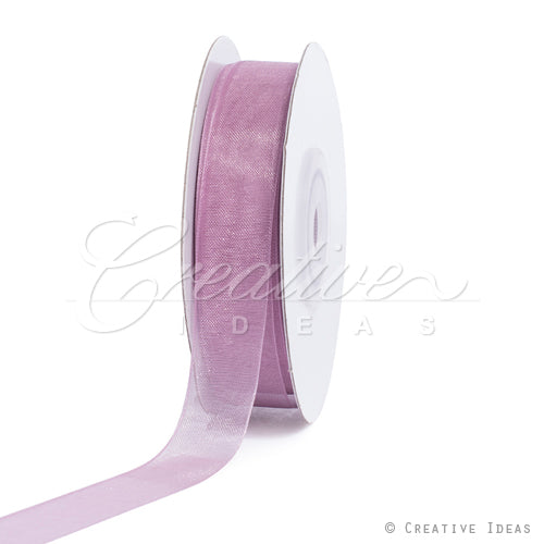 5/8" Plain Organza Sheer Ribbons - 25 Yards (Rosy Mauve)