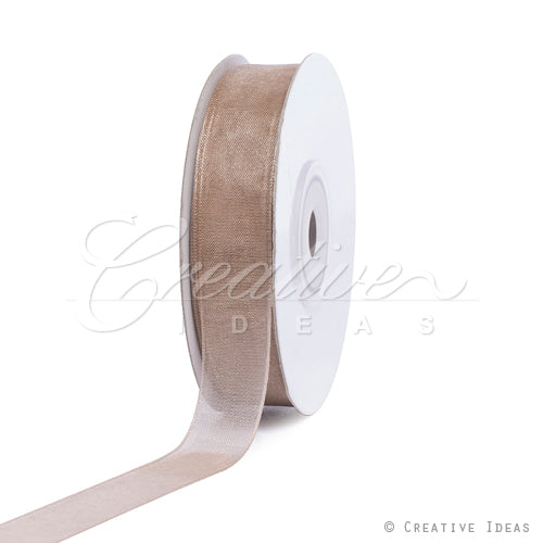 5/8" Plain Organza Sheer Ribbons - 25 Yards (Toffee)