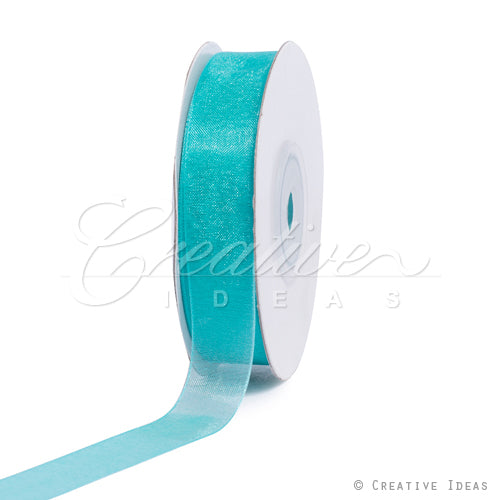 5/8" Plain Organza Sheer Ribbons - 25 Yards (Tropic Blue)