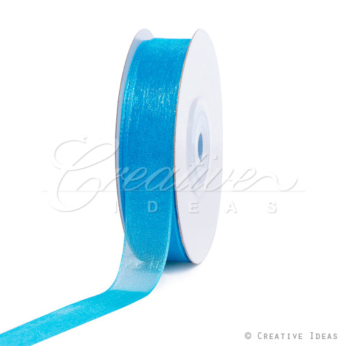 5/8" Plain Organza Sheer Ribbons - 25 Yards (Turquoise)