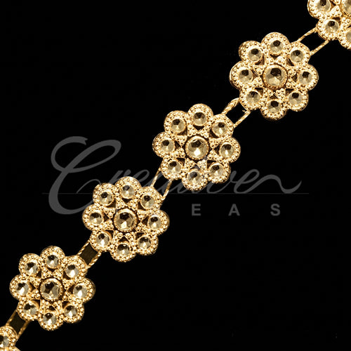 5/8" Small Floral Bedazzle Trim-4.5 Meters (Gold)