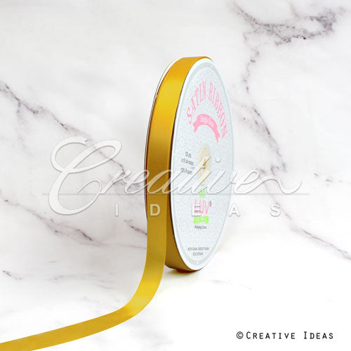 5/8" Single Face Satin Ribbon - 100 Yards (Antique Gold)