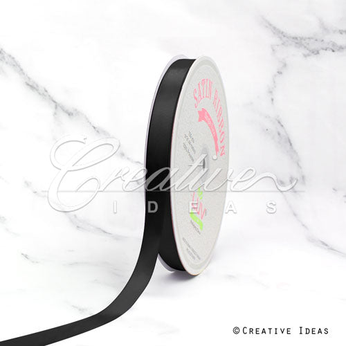 5/8" Single Face Satin Ribbon - 100 Yards (Black)