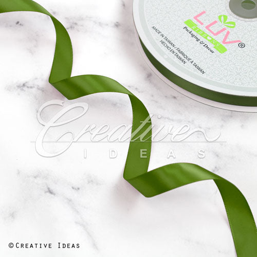 5/8" Single Face Satin Ribbon - 100 Yards (Moss Green)