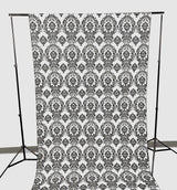 Damask Flocking Taffeta Fabric - Black Flocking Damask, 5 Feet Wide, 1 Panel (1 Panel)