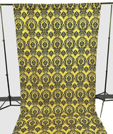Damask Flocking Taffeta Fabric - Black Flocking Damask, 5 Feet Wide, 1 Panel (1 Panel)