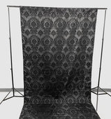 Damask Flocking Taffeta Fabric - Black Flocking Damask, 5 Feet Wide, 1 Panel (1 Panel)