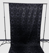 Damask Flocking Taffeta Fabric - Black Flocking Damask, 5 Feet Wide, 1 Panel (1 Panel)