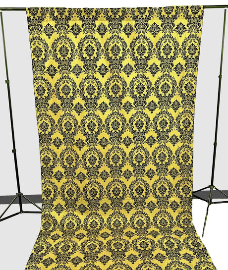 Damask Flocking Taffeta Fabric - Black Flocking Damask, 5 Feet Wide, 1 Panel (1 Panel)
