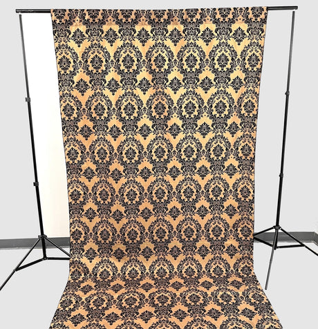 Damask Flocking Taffeta Fabric - Black Flocking Damask, 5 Feet Wide, 1 Panel (1 Panel)
