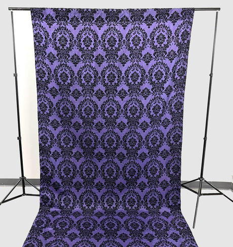 Damask Flocking Taffeta Fabric - Black Flocking Damask, 5 Feet Wide, 1 Panel (1 Panel)