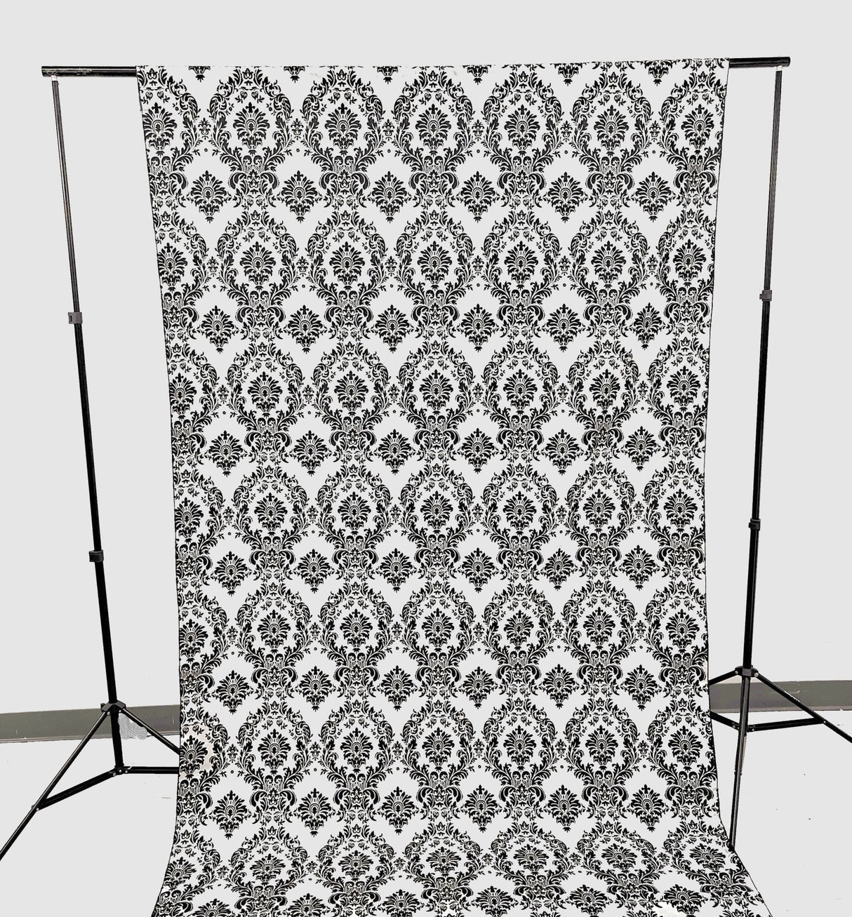 Damask Flocking Taffeta Fabric - Black Flocking Damask, 5 Feet Wide, 1 Panel (1 Panel)