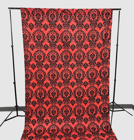 Damask Flocking Taffeta Fabric - Black Flocking Damask, 5 Feet Wide, 1 Panel (1 Panel)
