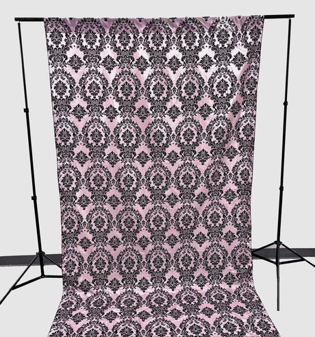 Damask Flocking Taffeta Fabric - Black Flocking Damask, 5 Feet Wide, 1 Panel (1 Panel)