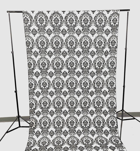 Damask Flocking Taffeta Fabric - Black Flocking Damask, 5 Feet Wide, 1 Panel (1 Panel)