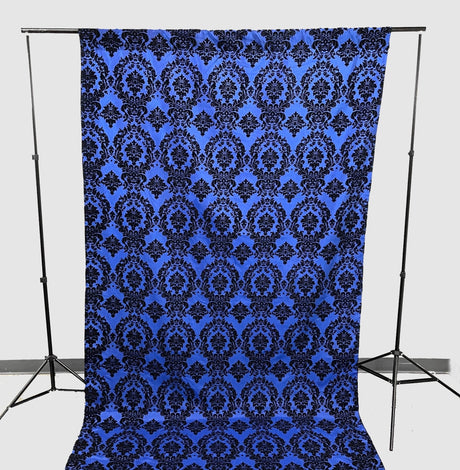 Damask Flocking Taffeta Fabric - Black Flocking Damask, 5 Feet Wide, 1 Panel (1 Panel)