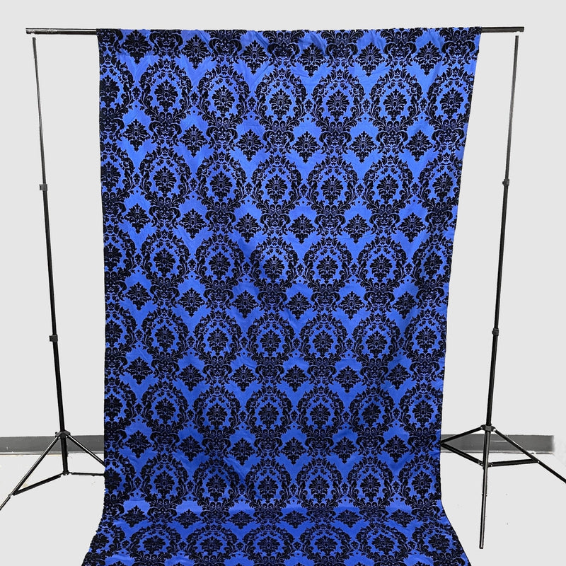 Damask Flocking Taffeta Fabric - Black Flocking Damask, 5 Feet Wide, 1 Panel (1 Panel)