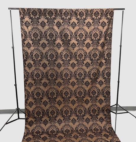Damask Flocking Taffeta Fabric - Black Flocking Damask, 5 Feet Wide, 1 Panel (1 Panel)