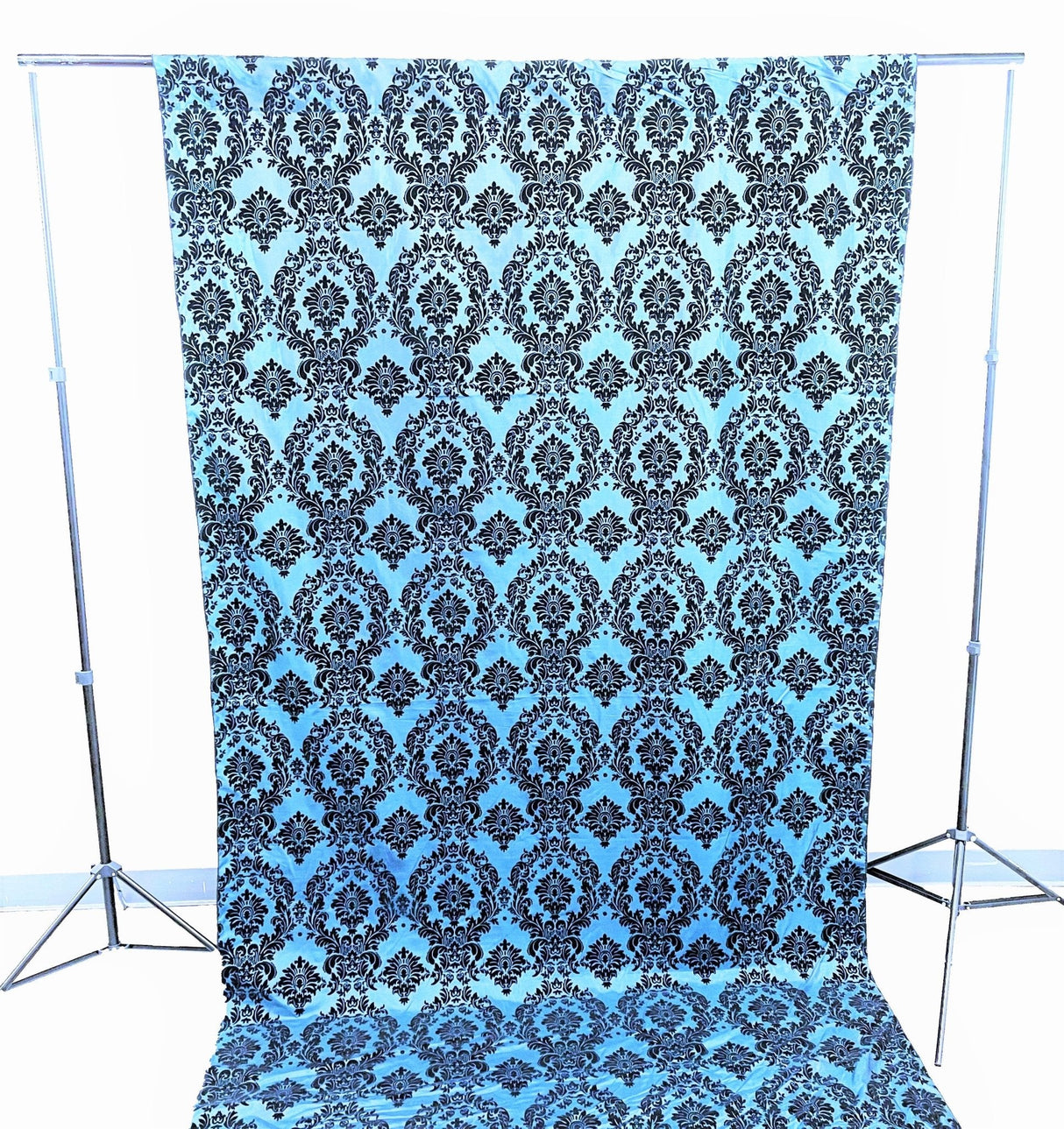 Damask Flocking Taffeta Fabric - Black Flocking Damask, 5 Feet Wide, 1 Panel (1 Panel)