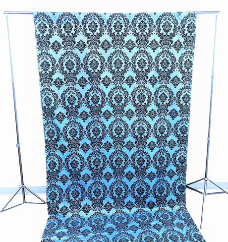 Damask Flocking Taffeta Fabric - Black Flocking Damask, 5 Feet Wide, 1 Panel (1 Panel)