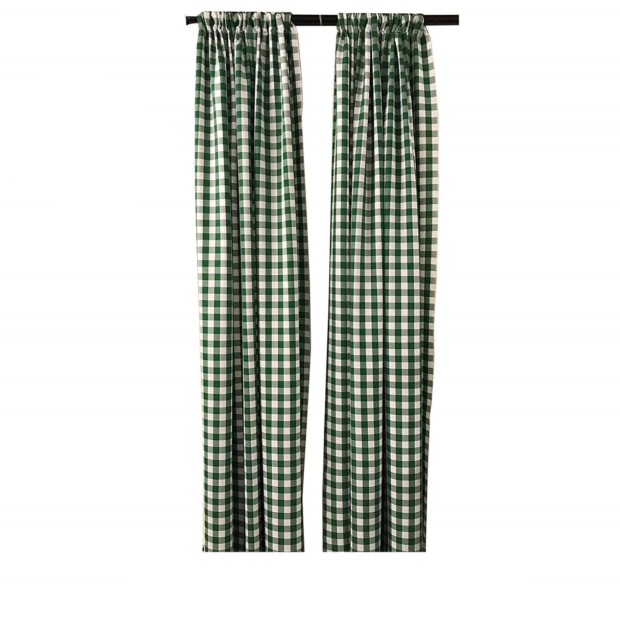 Buffalo Checkered Country Plaid Gingham Checkered Polyester Fabric - White And Red, 5 Feet Wide X 10 Feet High (1 Pair)