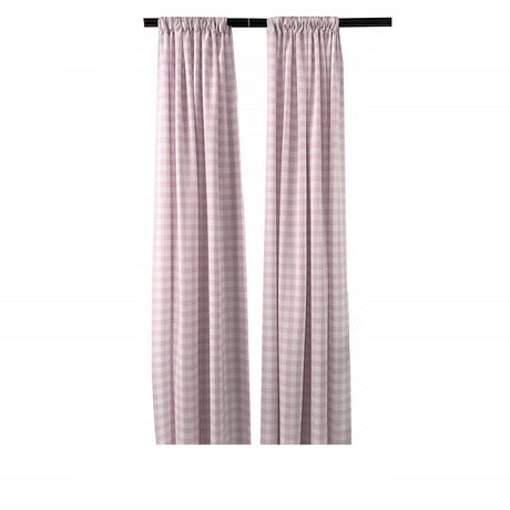 Buffalo Checkered Country Plaid Gingham Checkered Polyester Fabric - White And Red, 5 Feet Wide X 10 Feet High (1 Pair)