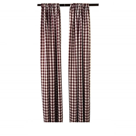 Buffalo Checkered Country Plaid Gingham Checkered Polyester Fabric - White And Red, 5 Feet Wide X 10 Feet High (1 Pair)