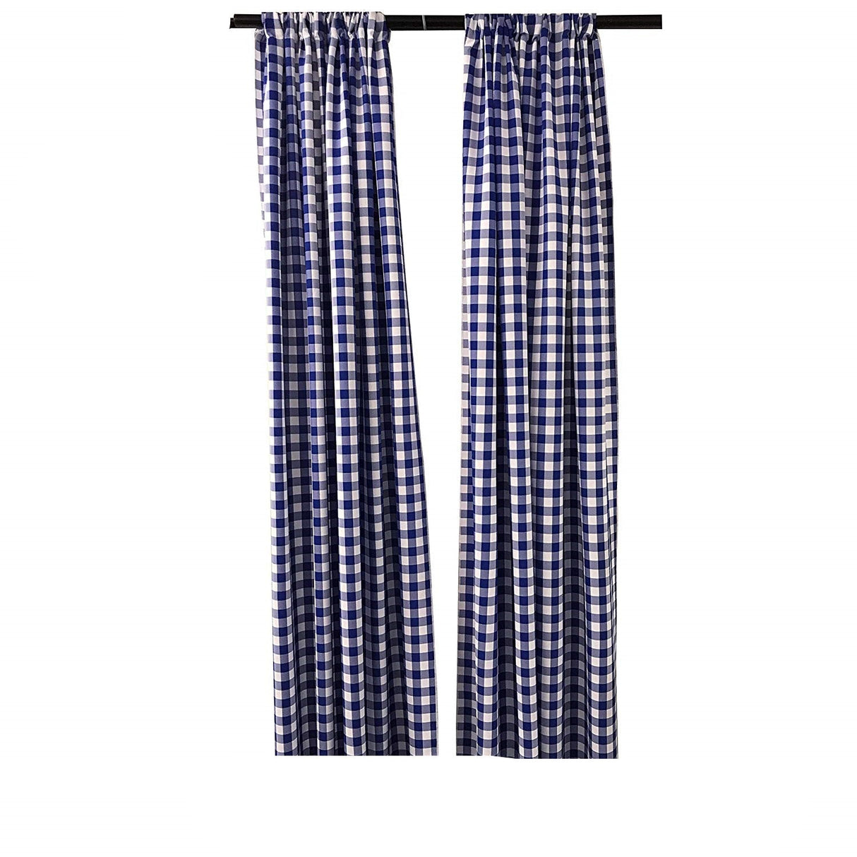 Buffalo Checkered Country Plaid Gingham Checkered Polyester Fabric - White And Red, 5 Feet Wide X 10 Feet High (1 Pair)