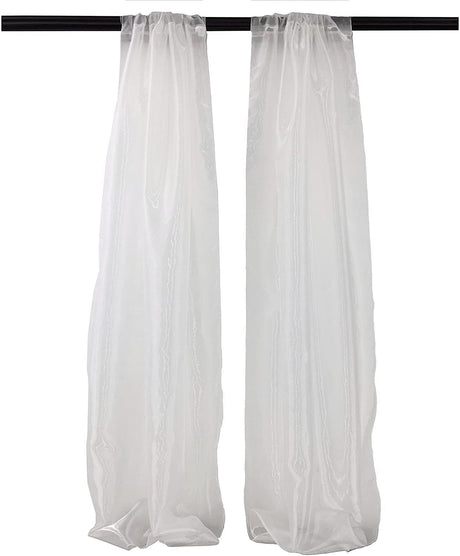 Polyester Sheer Mirror Organza Fabric - Backdrop Drape, Curtain Panels, Room Divider, 5 Feet Wide X 20 Feet High (1 Pair)