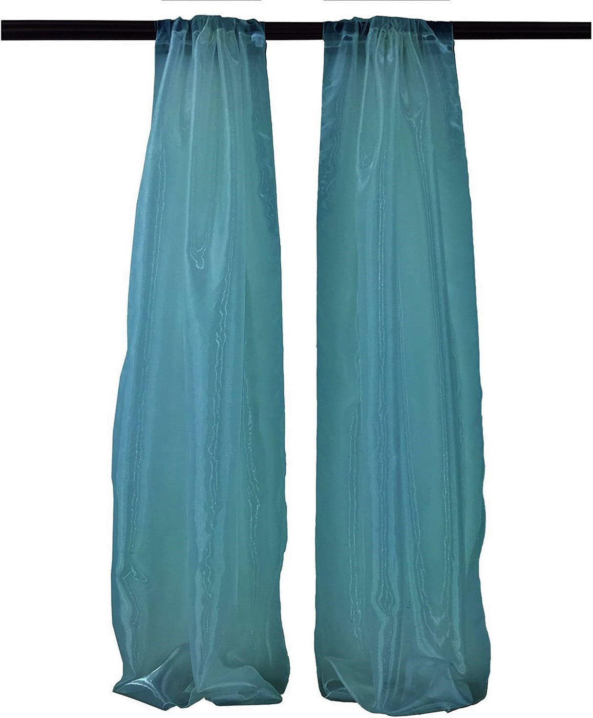 Polyester Sheer Mirror Organza Fabric - Backdrop Drape Curtain Panels, Room Divider, 5 Feet Wide X 20 Feet High (1 Pair)