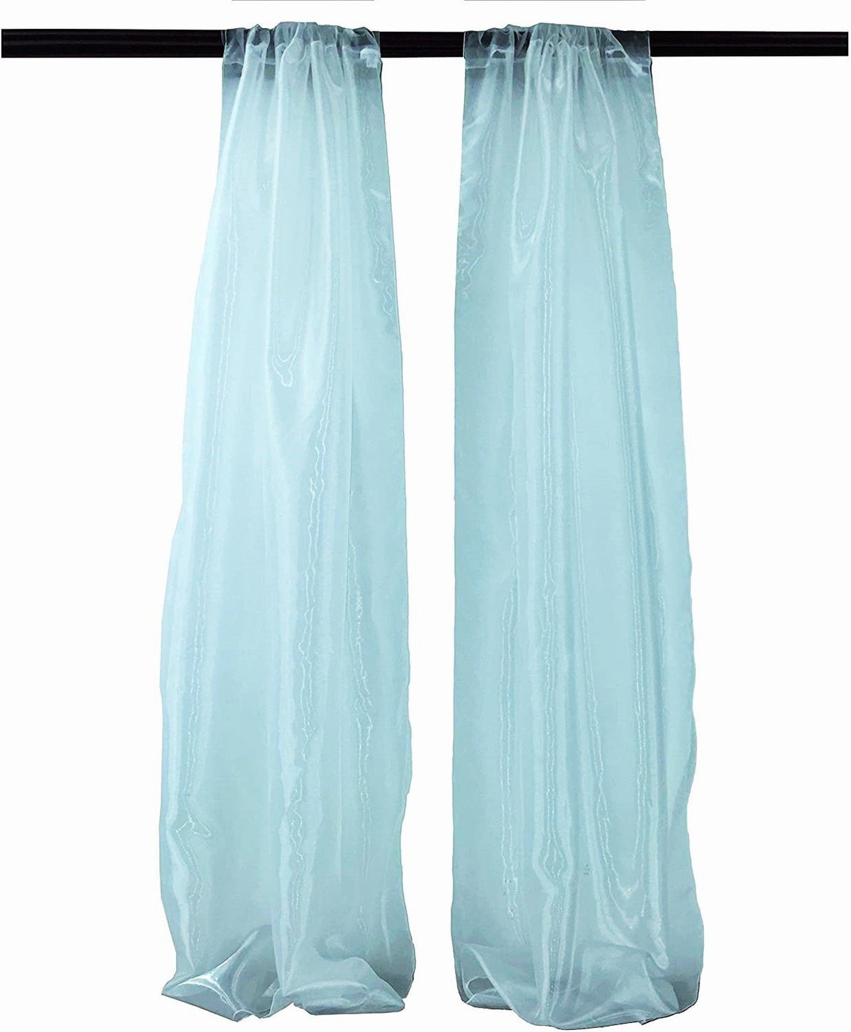 Polyester Sheer Mirror Organza Fabric - Backdrop Drape, Curtain Panels, Room Divider, 5 Feet Wide X 20 Feet High (1 Pair)