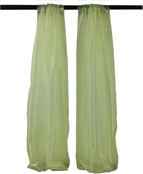 Polyester Sheer Mirror Organza Fabric - Backdrop Drape Curtain Panels, Room Divider, 5 Feet Wide X 20 Feet High (1 Pair)
