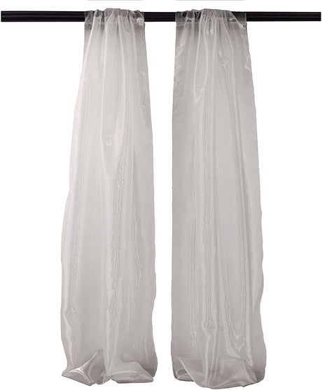 Polyester Sheer Mirror Organza Fabric - Backdrop Drape Curtain Panels, Room Divider, 5 Feet Wide X 20 Feet High (1 Pair)