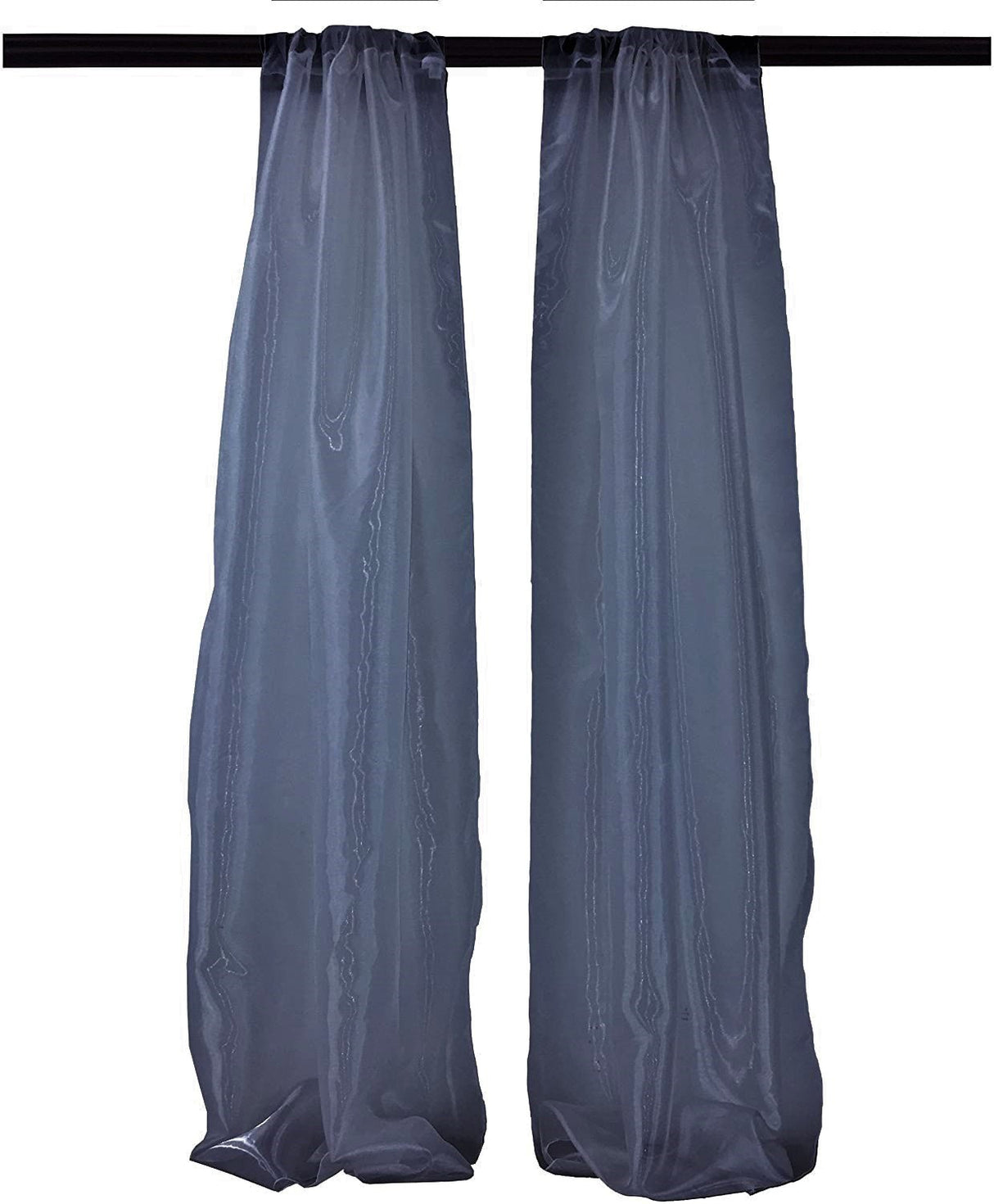 Polyester Sheer Mirror Organza Fabric - Backdrop Drape, Curtain Panels, Room Divider, 5 Feet Wide X 20 Feet High (1 Pair)