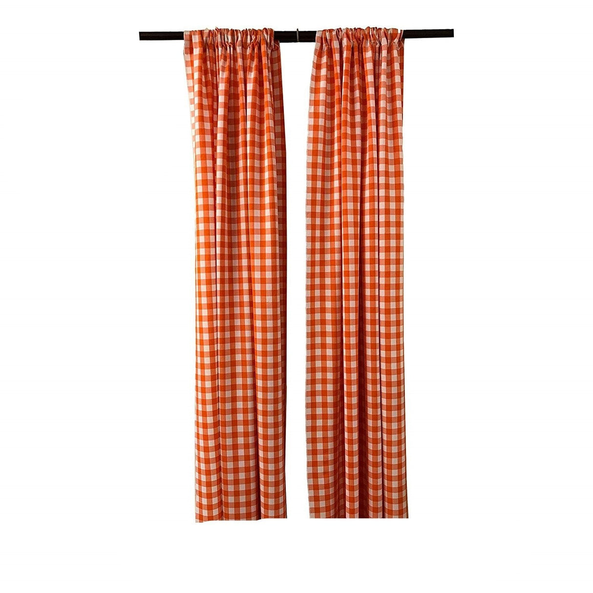 Buffalo Checkered Country Plaid Gingham Polyester Fabric - White And Black Checkered, 5 Feet Wide X 6 Feet High (1 Pair)