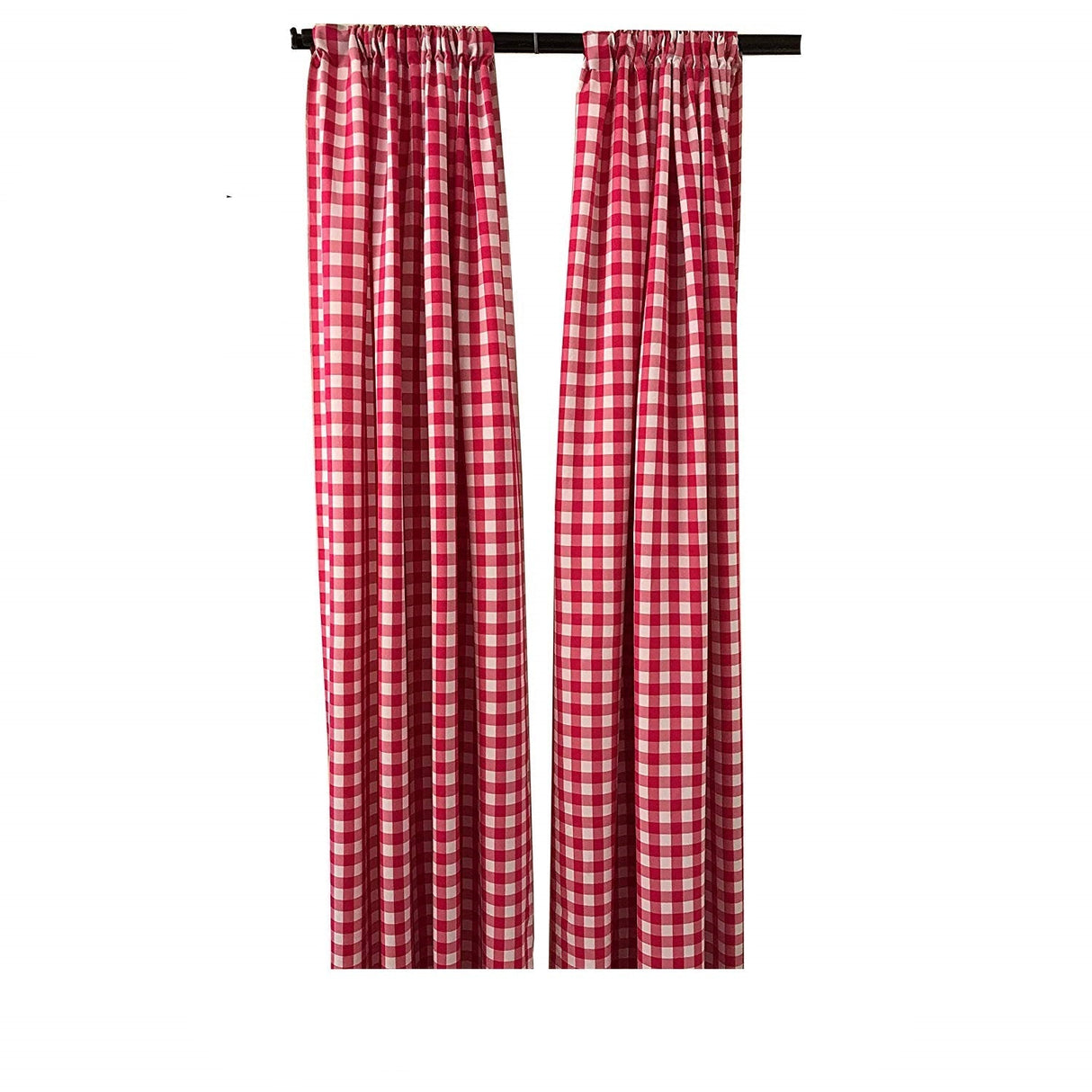 Buffalo Checkered Country Plaid Gingham Polyester Fabric - White And Black Checkered, 5 Feet Wide X 6 Feet High (1 Pair)
