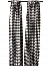 Buffalo Checkered Country Plaid Gingham Polyester Fabric - White And Black Checkered, 5 Feet Wide X 6 Feet High (1 Pair)
