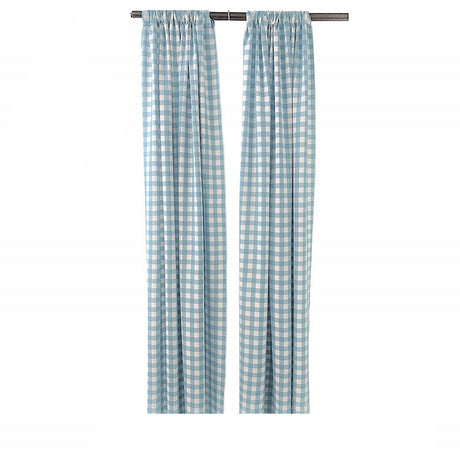 Buffalo Checkered Country Plaid Gingham Polyester Fabric - White & Black, 5 Feet Wide x 9 Feet High (1 Pair)