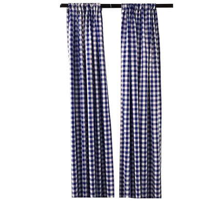 Buffalo Checkered Country Plaid Gingham Polyester Fabric - White & Black, 5 Feet Wide x 9 Feet High (1 Pair)