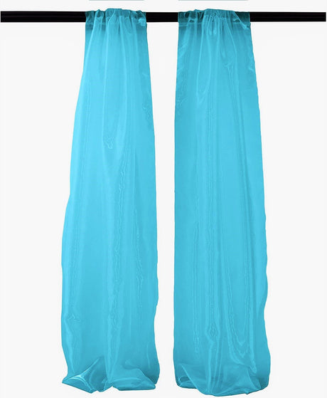 Polyester Sheer Mirror Organza Fabric - Backdrop Drape Curtain Panels, Room Divider, 5' Width X 9' Height (1 Pair)