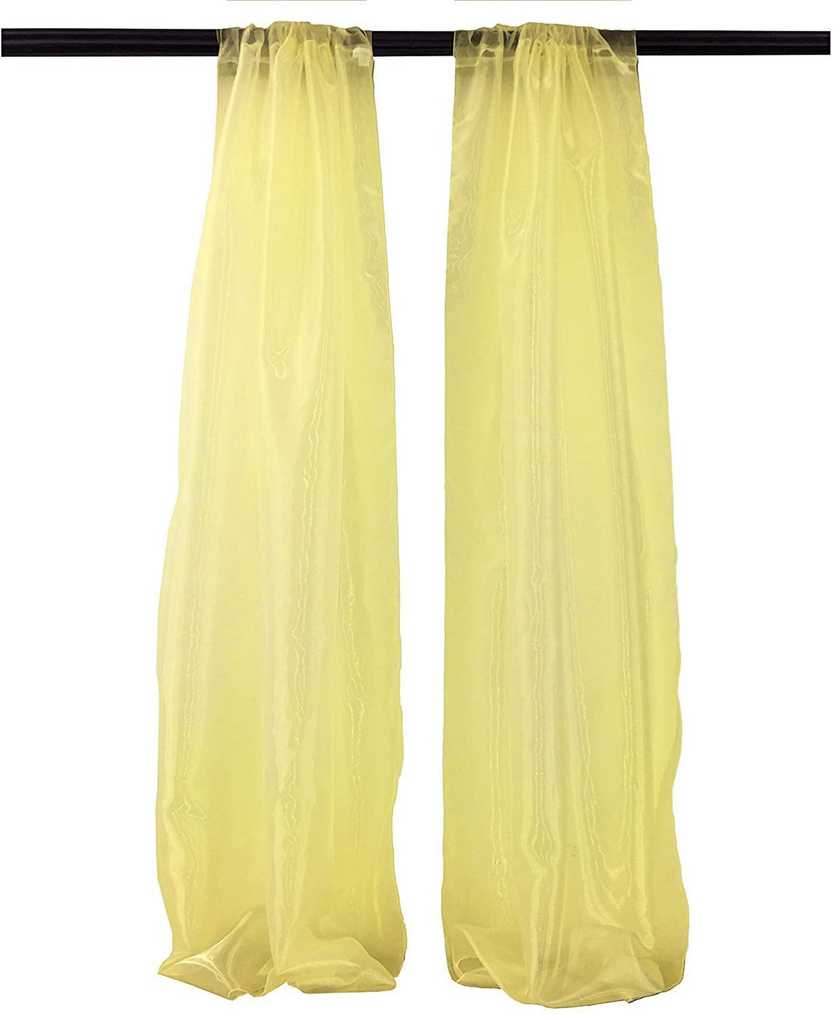 Polyester Sheer Mirror Organza Fabric - Backdrop Drape Curtain Panels, Room Divider, 5' Width X 9' Height (1 Pair)