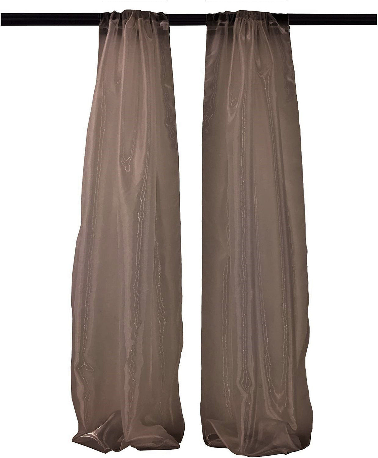 Polyester Sheer Mirror Organza Fabric - Backdrop Drape Curtain Panels, Room Divider, 5' Width X 9' Height (1 Pair)