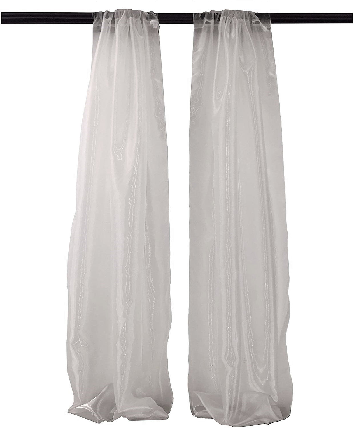 Polyester Sheer Mirror Organza Fabric - Backdrop Drape Curtain Panels, Room Divider, 5' Width X 9' Height (1 Pair)