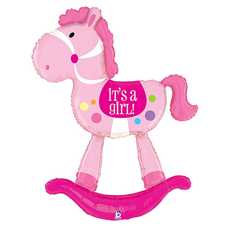 Foil Balloon Special Delivery Rocking Horse Girl