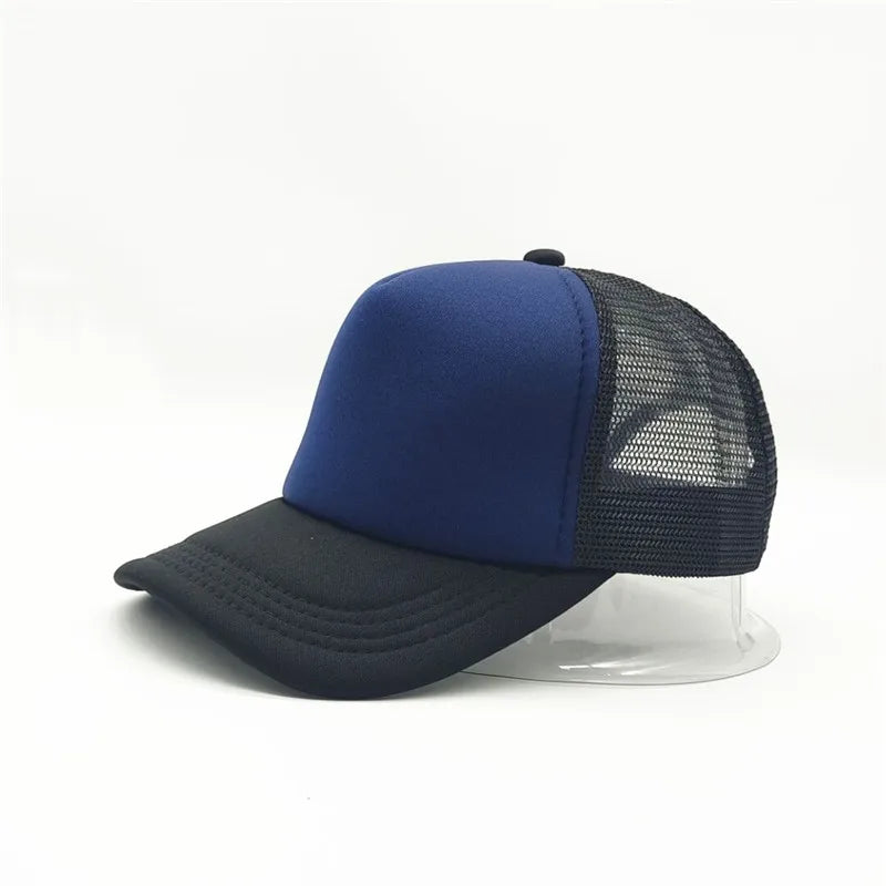 Trucker Hats Caps Fabric - Black/Navy, Adjustable (10 Qty)