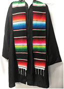 Authentic Mexican Serape Graduation Stole Sash Cotton Fabric - Assorted Stripe Pattern, 5" Wide X 76" Long (1 Piece)