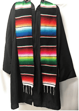 Authentic Mexican Serape Graduation Stole Sash Cotton Fabric - Assorted Stripe Pattern, 5" Wide X 76" Long (1 Piece)