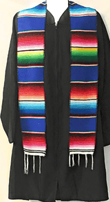 Authentic Mexican Serape Graduation Stole Sash Cotton Fabric - Assorted Stripe Pattern, 5" Wide X 76" Long (1 Piece)